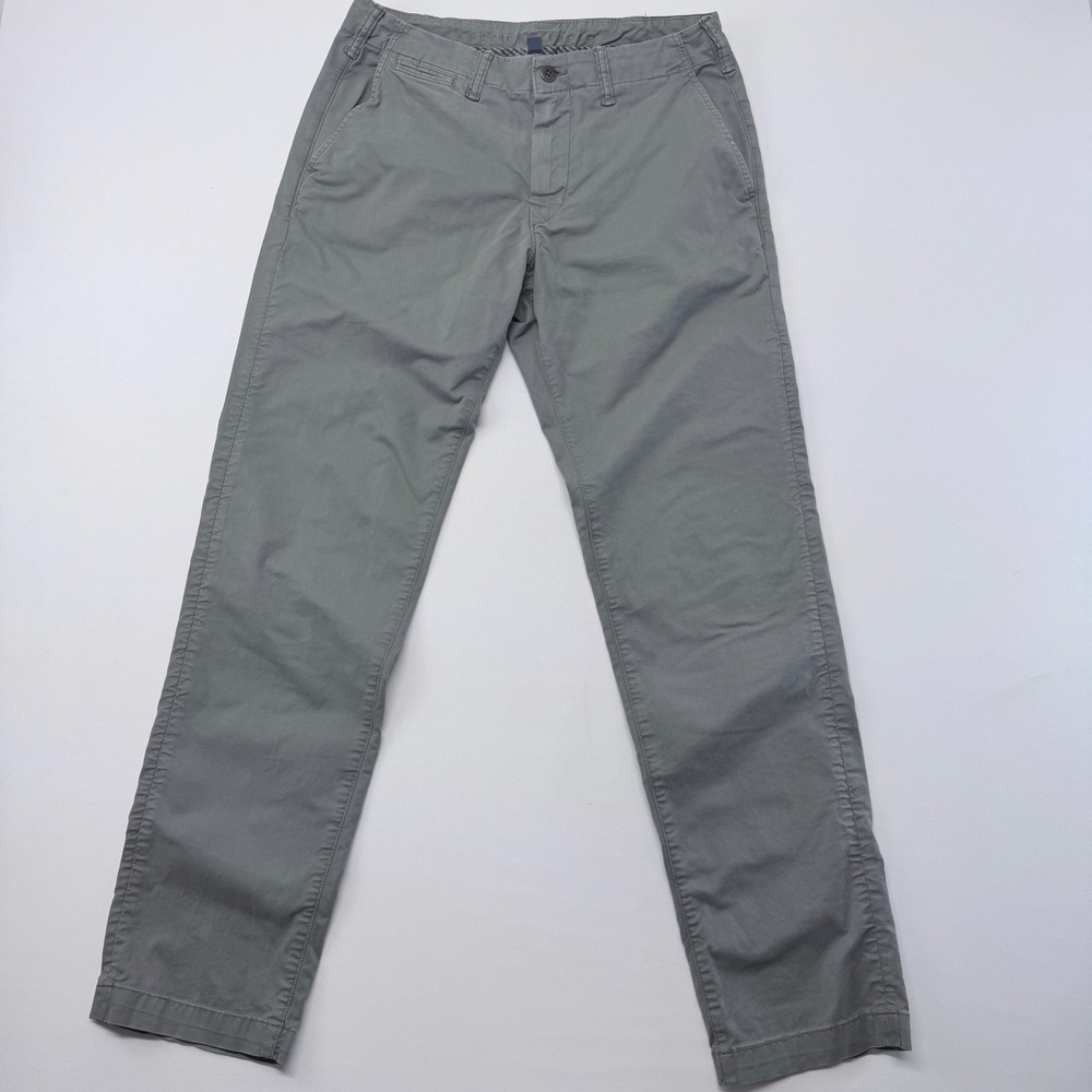 American Eagle Mens Flex Chino Pants Gray Slim Straight 31x34 Stretch Cotton